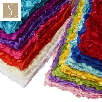 

140cm Wide 3D Rose Flowers Wedding Table Carpet Backdrop Fabric Rose Floral Telas Baby Photography Props Rosette Fabric By Yard