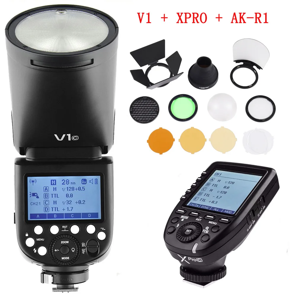 Godox V1 V1 N V1 C V1 S TTL Li ion Round Head Speedlight Flash for