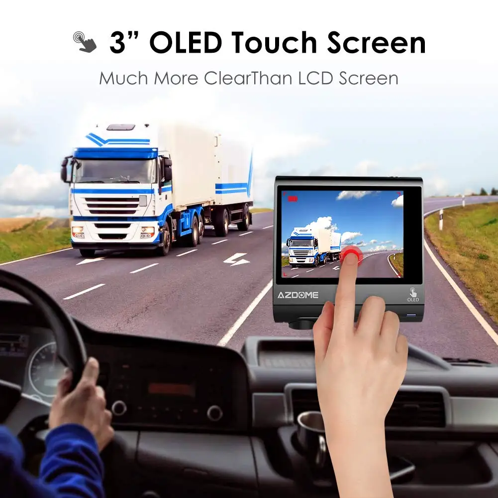 Видеорегистратор AZDOME M05 с OLED экраном 3 дюйма 1080P FHD автомобильная камера GPS
