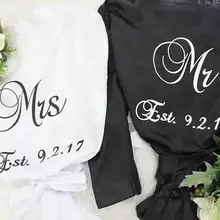 Персонализированные пижамы Mr and Mrs халат, Атласный халат, его и ее халат, мужское кимоно, сексуальное нижнее белье праздничная одежда