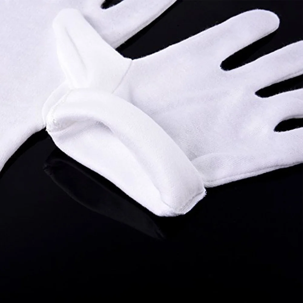12 pairs White Cotton Gloves Serving / Waiters Gloves Etiquette driver