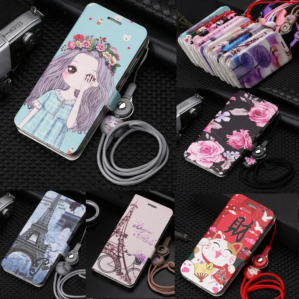 

For Oppo F11 Pro F9 R17 Cute Painted Flip Wallet Stand Leather Cover For Oppo R17 Pro Case OPPO F5 Youth A73 A73T A83 Back Case