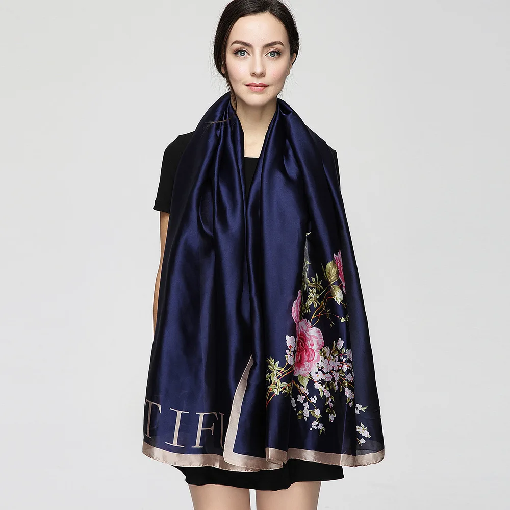 2017 Fashion bandana Long Shawls Gold Printing Silk Scarf Luxury Brand Rose...