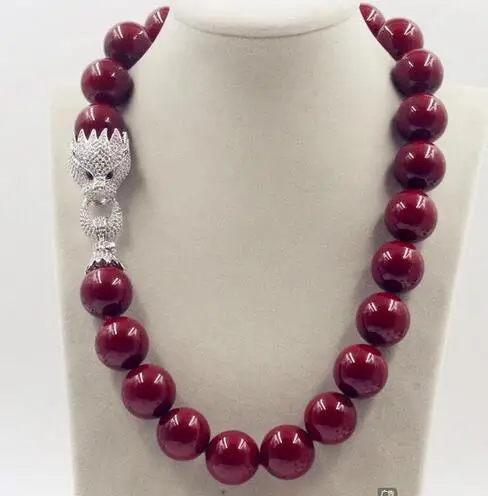 

Beautiful new HUGE 18 mm Natural red In the form of shell pearls Chains and necklaces 19 "AAA crystal Clasp>>> Free shipping