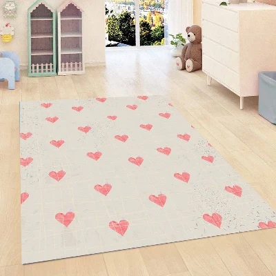 

Else Gray Floor on Pink Hearts Love Kids Room 3d Print Non Slip Microfiber Children Kids Room Decorative Area Rug Mat