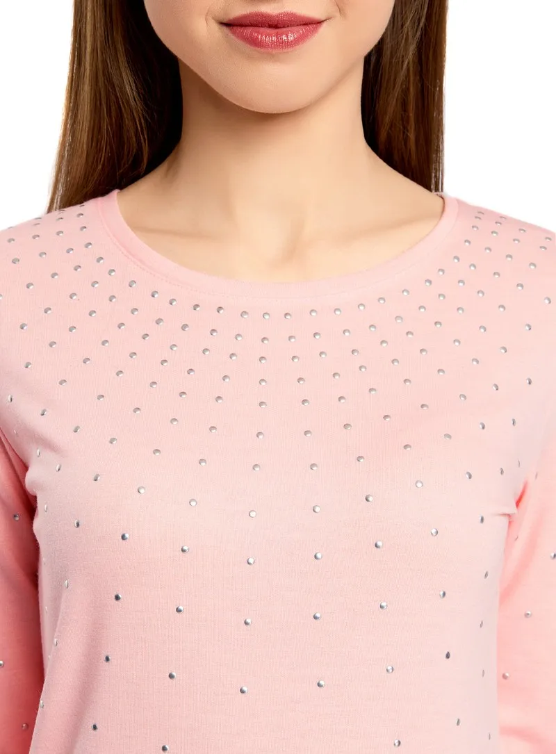 oodji Джемпер с металлическими стразами и рукавом 3/4 14801021 5 45493|sweater jumper|jumper sweaterpolyester