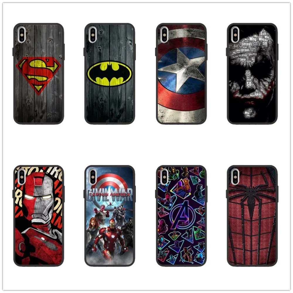 

Superman Deadpool Iron Man DC Marvel Case Cover For iphone 7 8 6 PLUS X XR XS MAX Silicone soft silicone Hybrid Coque Fundas