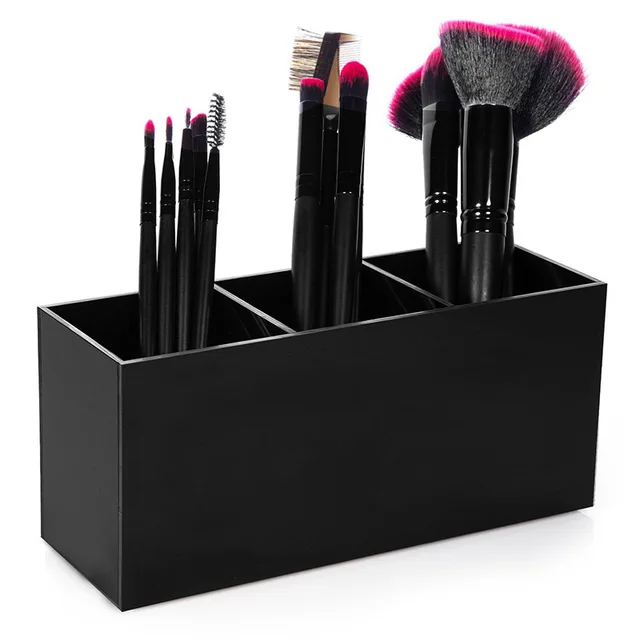 Organizador de cepillos de maquillaje acrílico, estuche de soporte de lápiz labial para rímel, joyero, caja de almacenamiento de soporte cosmético, estuche organizador de 3 capas Organizador de cepillos de maquillaje acrílico, estuche de soporte de lápiz labial para rímel, joyero, caja de almacenamiento de soporte cosmético, estuche organizador de 3 capas