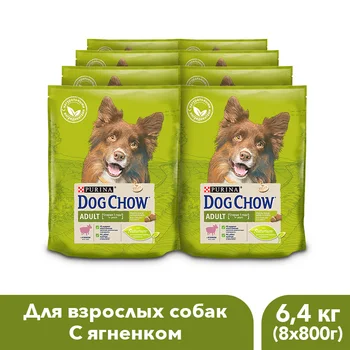 

Dog Chow dry food for adult dogs over 1 year old, with a lamb, 6.4 kg.