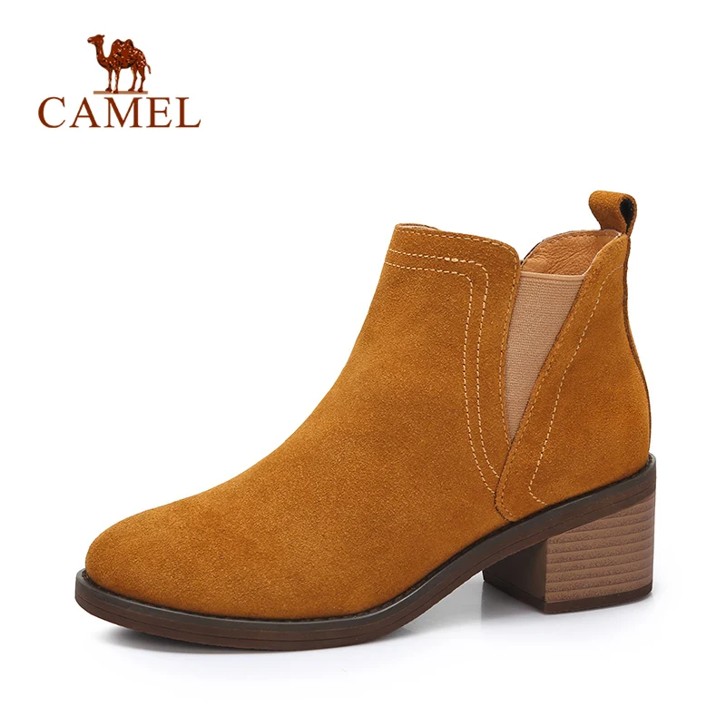 Mujer Botas De Mujeres Británicos Zapatos Invierno Black Las Moda Tobillo Ocio creamel Plataforma Retro Los Gamuza Para Tacón Camello Wqc0w8X4n4