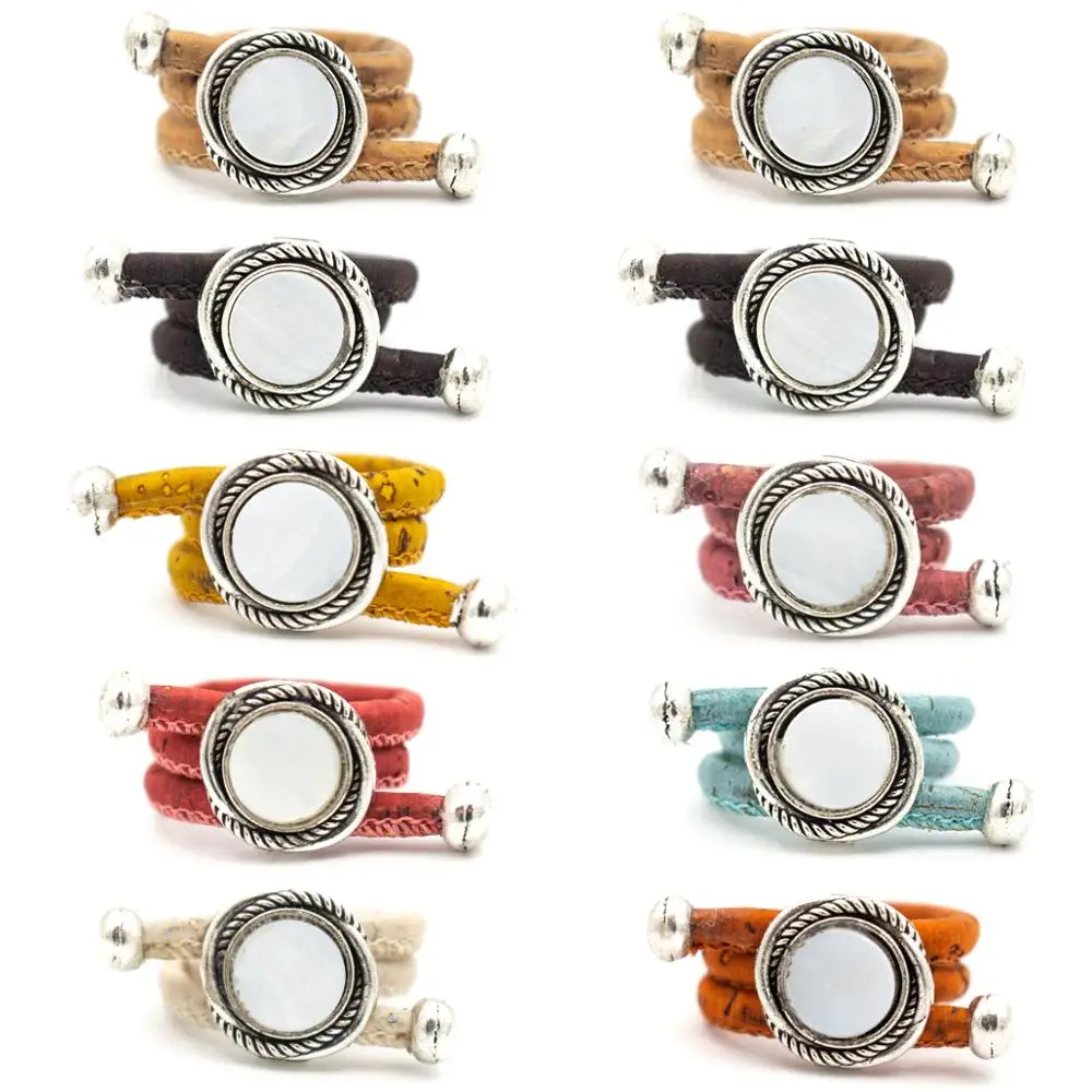 

Colored Cork cute Shell ring women Ring original adjustable wooden jewelry R-091-MIX-10