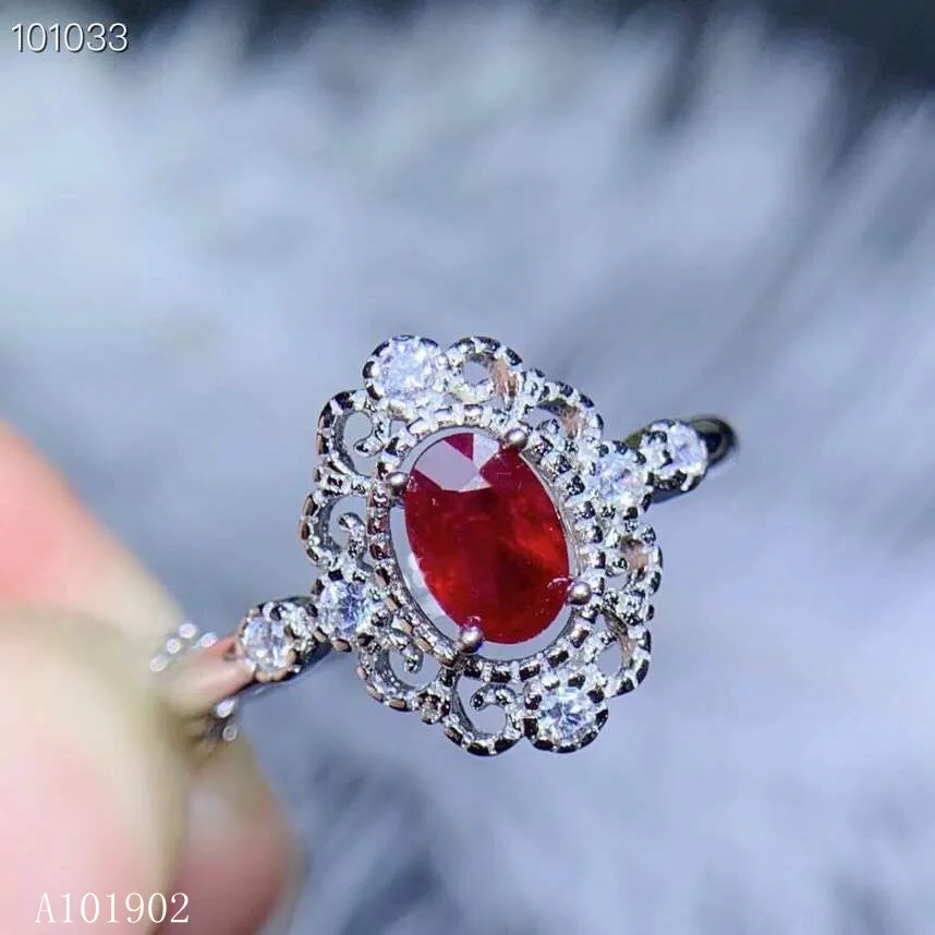 

KJJEAXCMY Boutique Jewelry 925 Pure Silver Embedded Natural Ruby Luxury Ring Support Detection