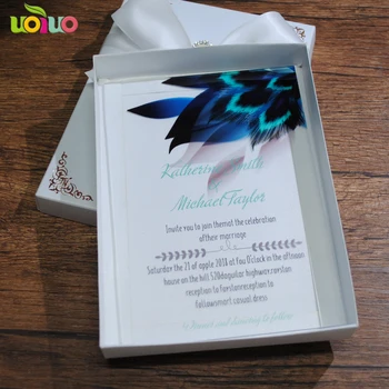 

5pcs lastest elegant peacock wedding invitation card box with personalization