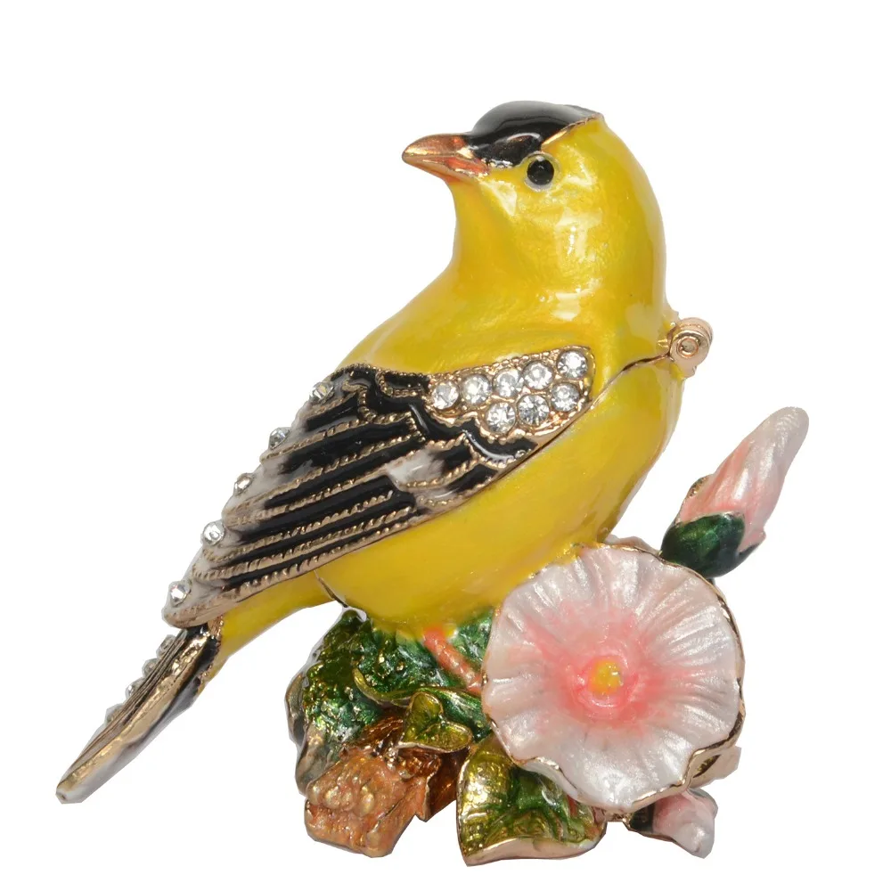 Enameled Metal Trinket for Jewelry, Trinket, Treasured Bird Figurine