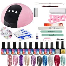 Алмазный блестящая гель лак для использования со светодиодной и УФ-лампой лампы для ногтей выбирайте 10 цветной лак для ногтей акриловый набор электродрель