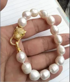 

HOT HUGE AAA 11-13MM South Sea Pink Pearl Bracelet 7.5-8 Inch Leopard Clasp>Selling Girls jades bracelet free shipping