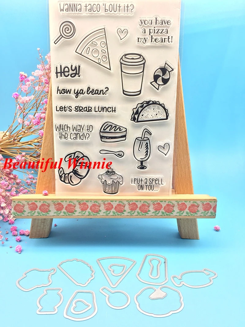 KC50 CLEAR STAMPS cutting dies Pizza Food Scrapbook Card album paper