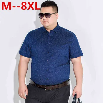 

9XL 8XL 6XL 4XL 5XL Cotton Men Dot Dress Shirt Short Sleeve Male casual Shirts Slim Fit mens Clothing Polka Dot Camisa Masculina