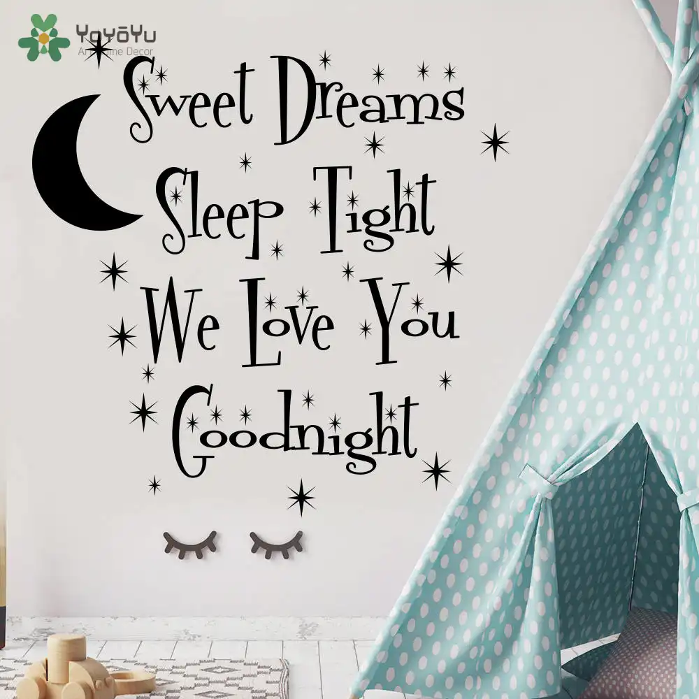 Wall Decal Vinyl Sticker For Kids Room Moon With Stars Quote Sweet