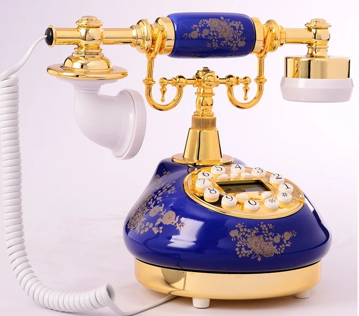 Голубой керамики антикварные телефоны фиксированной телефон гостиная стационарный Идентификатор вызывающего абонента