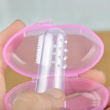 Детский безопасный силиконовый Прорезыватель для зубов с коробкой, Детский мягкий инструмент для чистки зубов, зубная щетка для новорожденных, зубная щетка для пальцев, Детские Прорезыватели