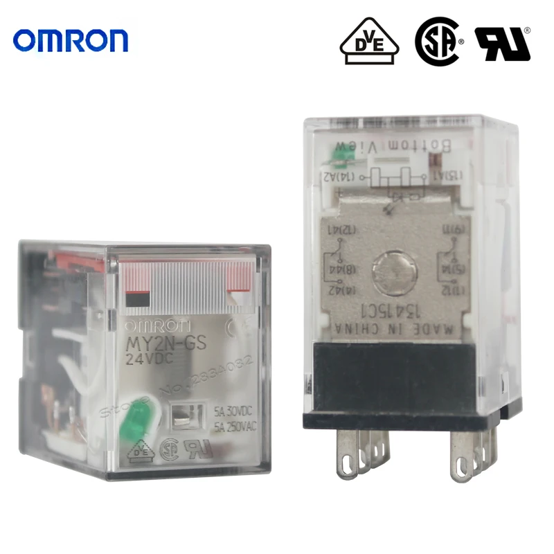 

24VDC DC 24V 2 paris Coil Mini small relay General purpose OMRON 8 needles Pin indicator light 2NO2NC MY2N-GS RELAY