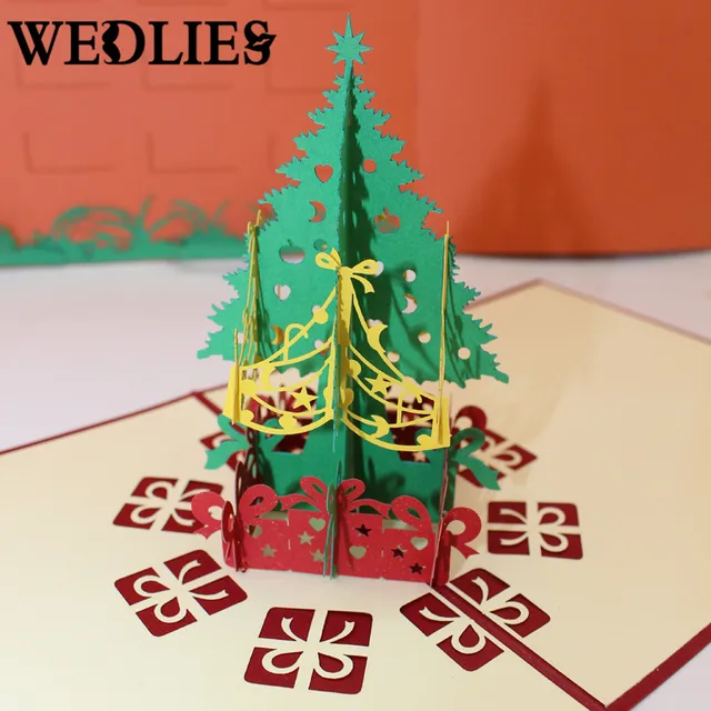 3d christmas tree invitation cards greetings cards red paper cards christmas tree invitation