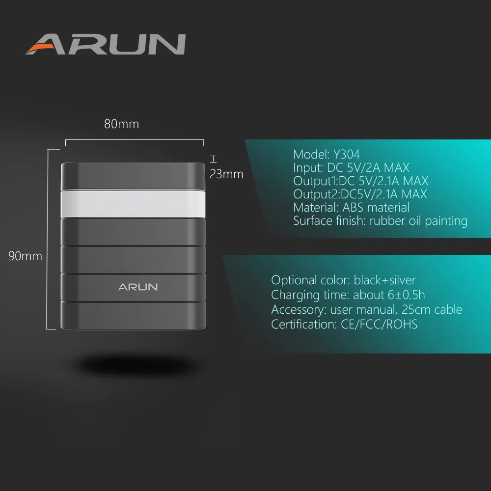 3-ARUN-High-Safety10000mah-Power-Bank-Dual-USB-With-USB-Output-2.1A-Backup-Battery-Packs-For-Samsung-iPhone-6-6s-for-Xiaomi-Huawei