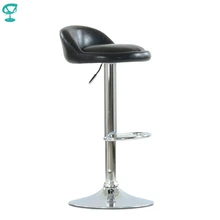 N97CrSPUblack Barneo N-97 черный кухонный барный стул с мягким сиденьем мебельная эко-кожа с блеском ножка хром стул на газ-лифте стул высокий стул для барной стойки кресло в нейлбар стул по России