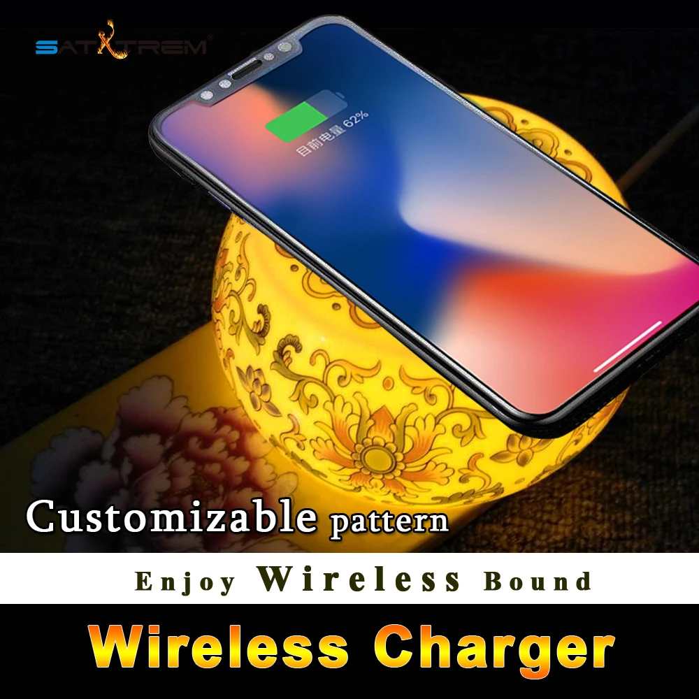 

Satxtrem Wireless Charging Ceramic with LED Light for iPhone for Samsung Wireless Fast Charging Mobile Phone Wireless Charger