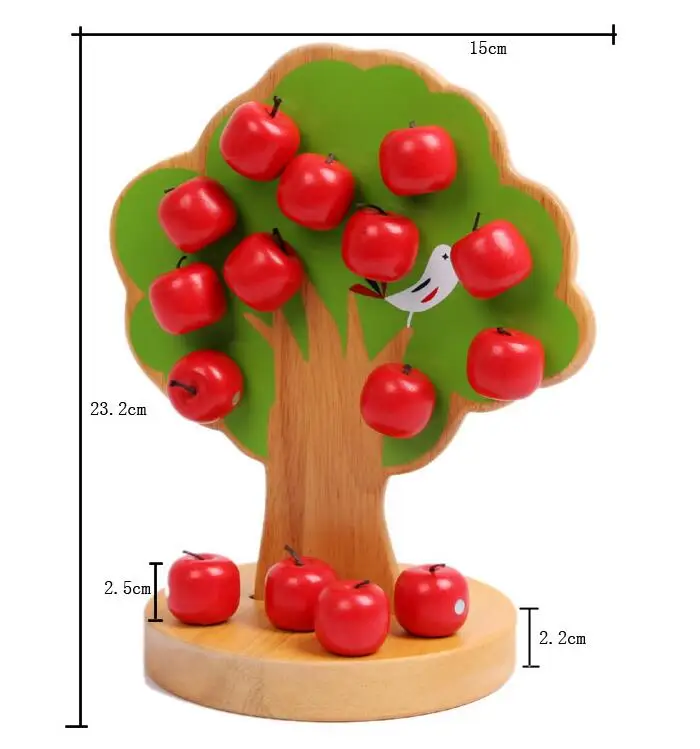  Baby Wooden Montessori Toys Mini Apple Tree Gift For Children Blocks Magnetic Mathematics Early Chi - 32918707504