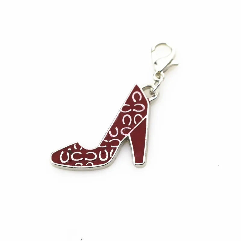 New style enamel red silver high heeled shoes dangle charms with