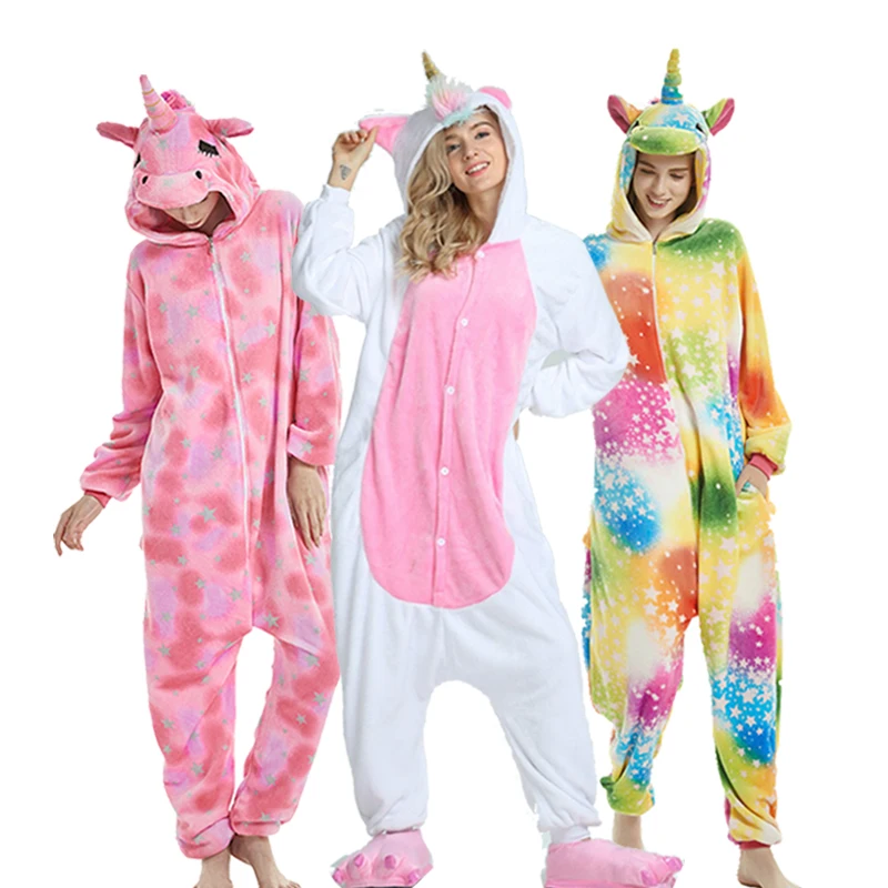 Kigurumi пижамы для женские единорог аниме комбинезон панда животных стежка костюм