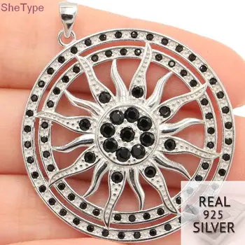

SheType 11.1g Sublime Antique Sun God Black Sapphire Gift For Man 925 Solid Sterling Silver Pendant 44x26mm