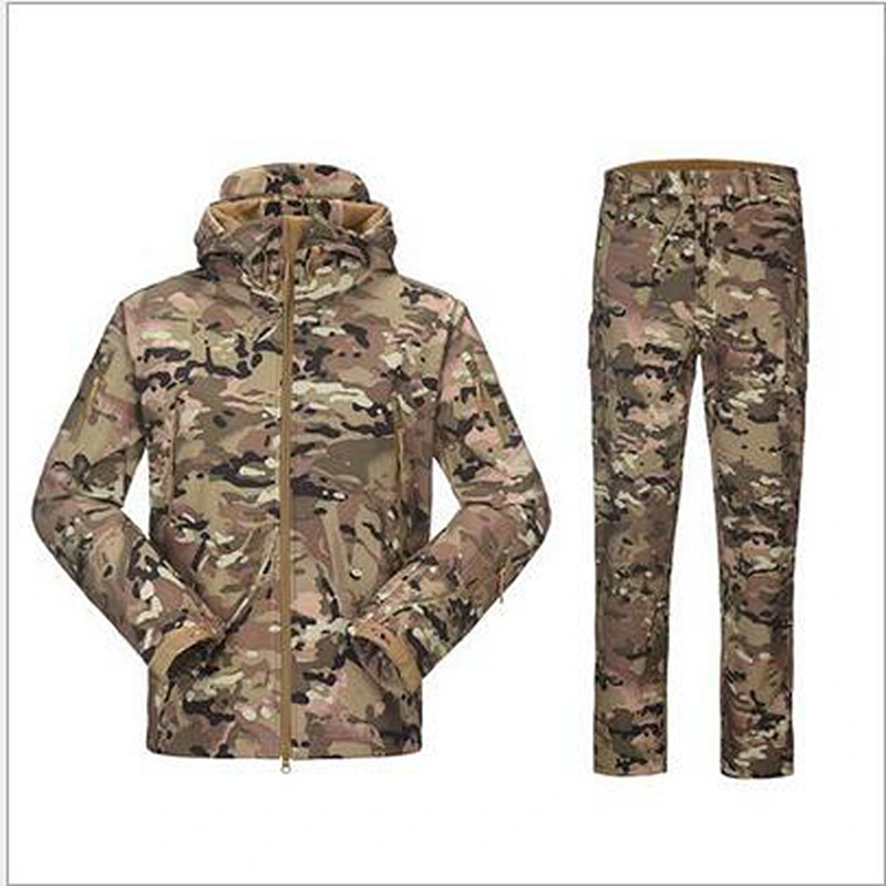 Мужская охотничья одежда куртки+ брюки для охоты на открытом воздухе Камуфляж Мультикам для охоты армии США военный тактический Костюм