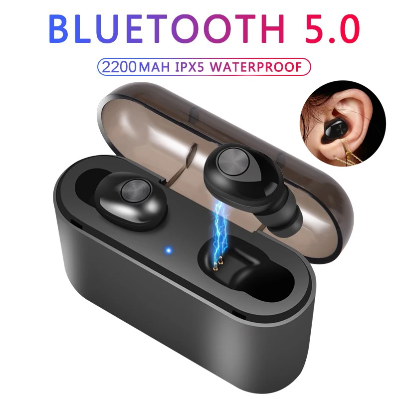 

True Wireless Earbuds 5D Stereo Bluetooth Earphones Mini TWS Waterproof Headfrees with 2200mAh Power Bank Earphones Pk X8 T2c