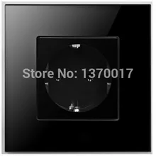 BlackTempred стеклянная розетка европейского стандарта, AC 110~ 270 в 16A стандарт ЕС настенная розетка без вилки