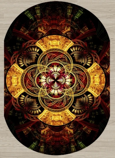 Else Golden Yellow Black Abstract Space 3d Pattern Print Non Slip Microfiber Living Room Modern Oval Washable Area Rug Carpet | Дом и сад