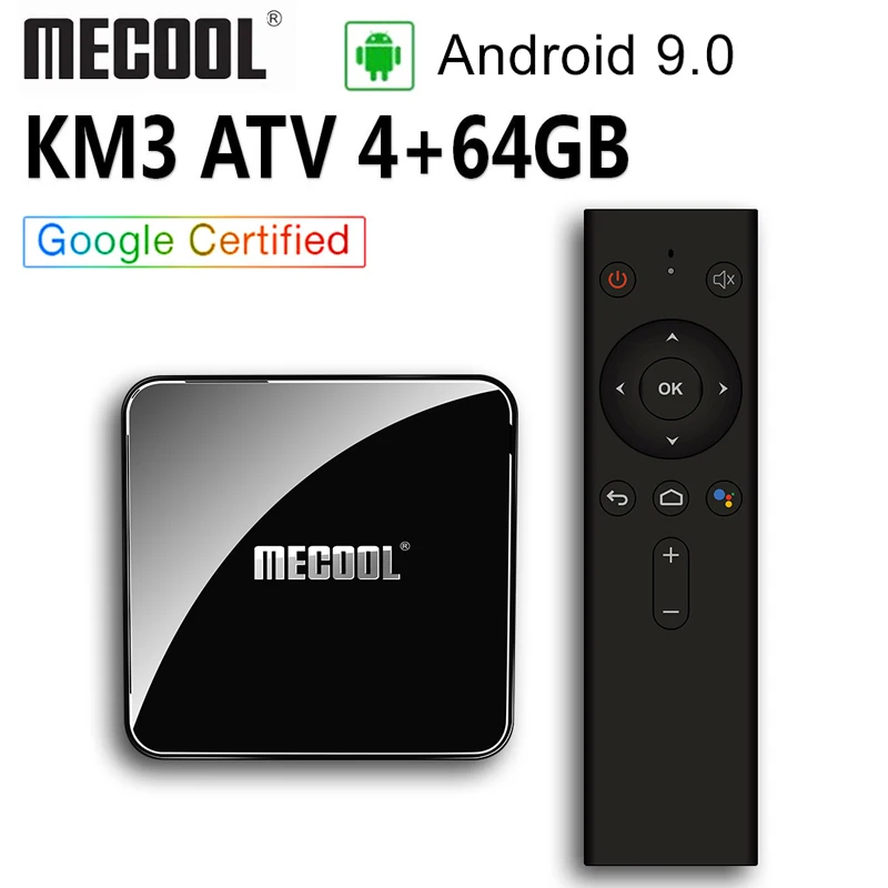 

Mecool KM3 ATV TV Box Android 9.0 Amlogic S905X2 Quad core KM3 TV Box 4G/64G Google Certified 4K1080p Voice Control smart tv box