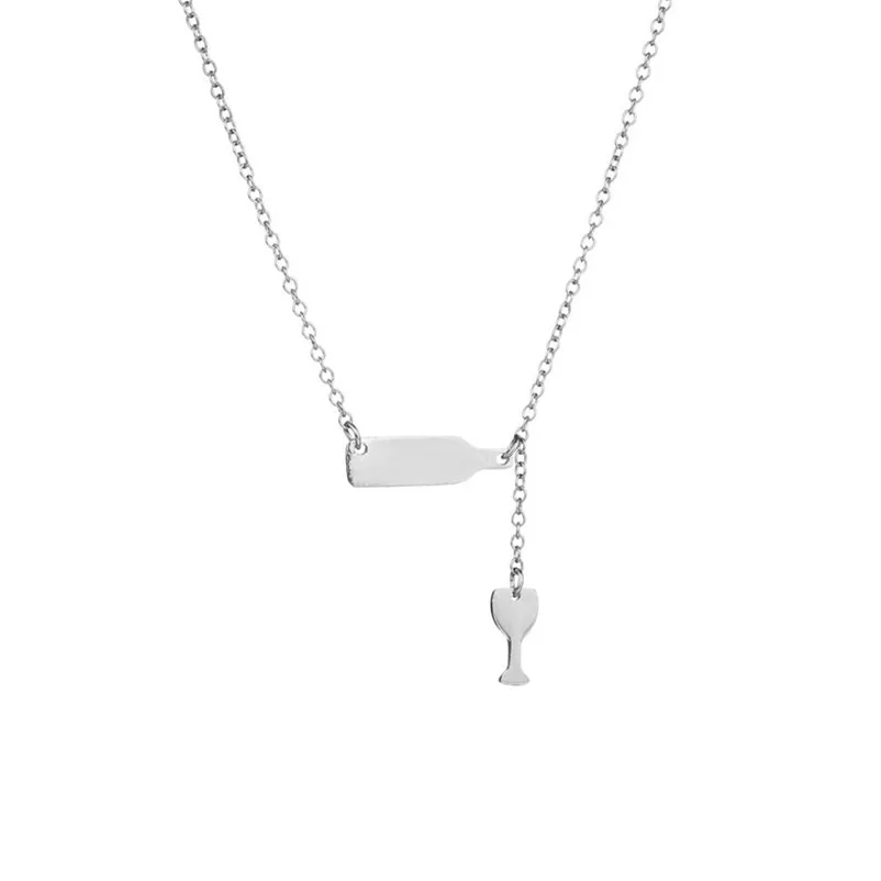Necklace chain for women Wine Bottle Cup Long Pendant Necklace Statement Choker Chain collares mujer Collier ras de cou A15#N (6)
