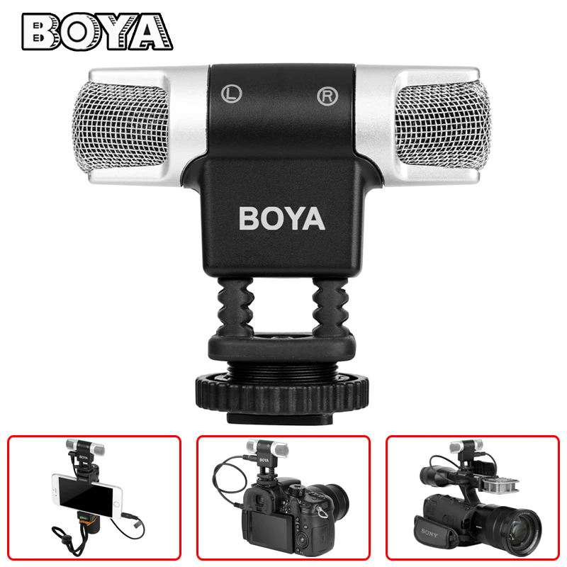 BOYA BY MM3 Dual Head Стерео Конденсаторный Микрофон для iPhone 8 7 Plus Smartphone DSLR Камеры DV Livestreaming