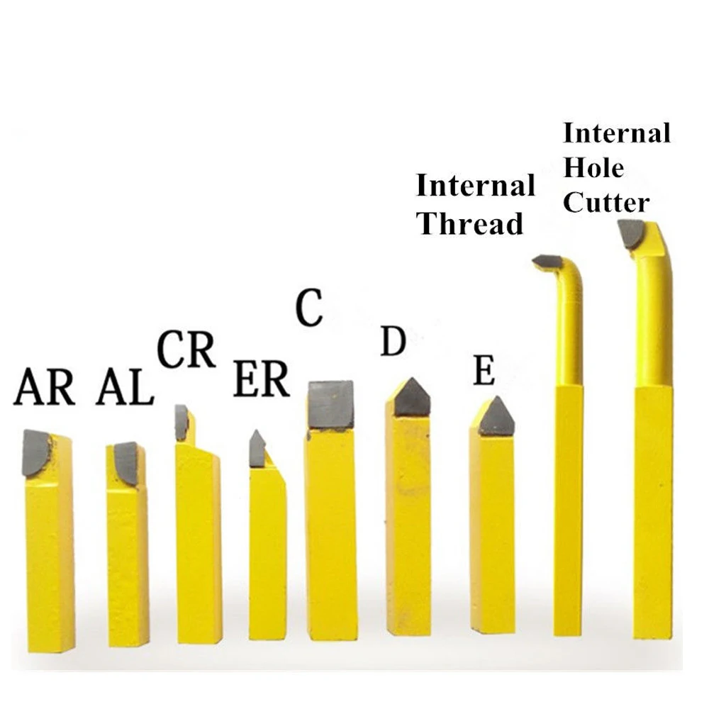 9pcs Alloy Lathe Tools Turning Carbide Brazed Tipped Milling Welding Bit Part
