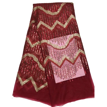 

Special lace fabric French lace fabric African sequins lace fabric red high quality African tulle lace fabric HJ684-2
