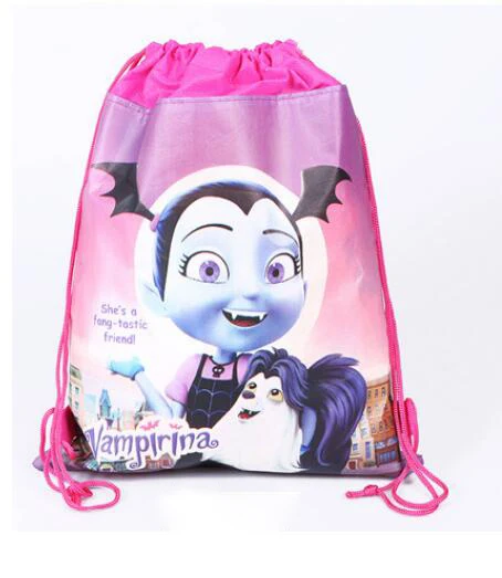 Коко Моана тролли игрушка Vampirina Божья коровка Марио печатных мальчиков и девочек нетканый пакет карман спортивная сумка на шнурке рюкзак - Цвет: as picture