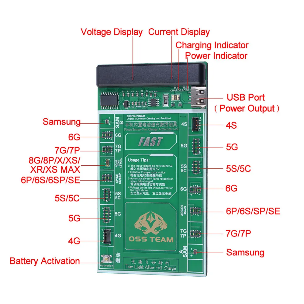 Плата для быстрой зарядки аккумулятора телефона для iPhone X, XS, 8, 8 Plus, 6, 6 S, 7 Plus, для samsung, инструмент для ремонта зарядки аккумулятора