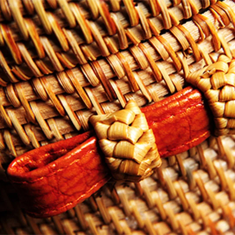 Women Woven Bag Round INS Popular Bohemia Vintage Rattan Straw Bags Handmade Vietnam Circle Female Shoulder Bag Crossbody SS3097 (9)