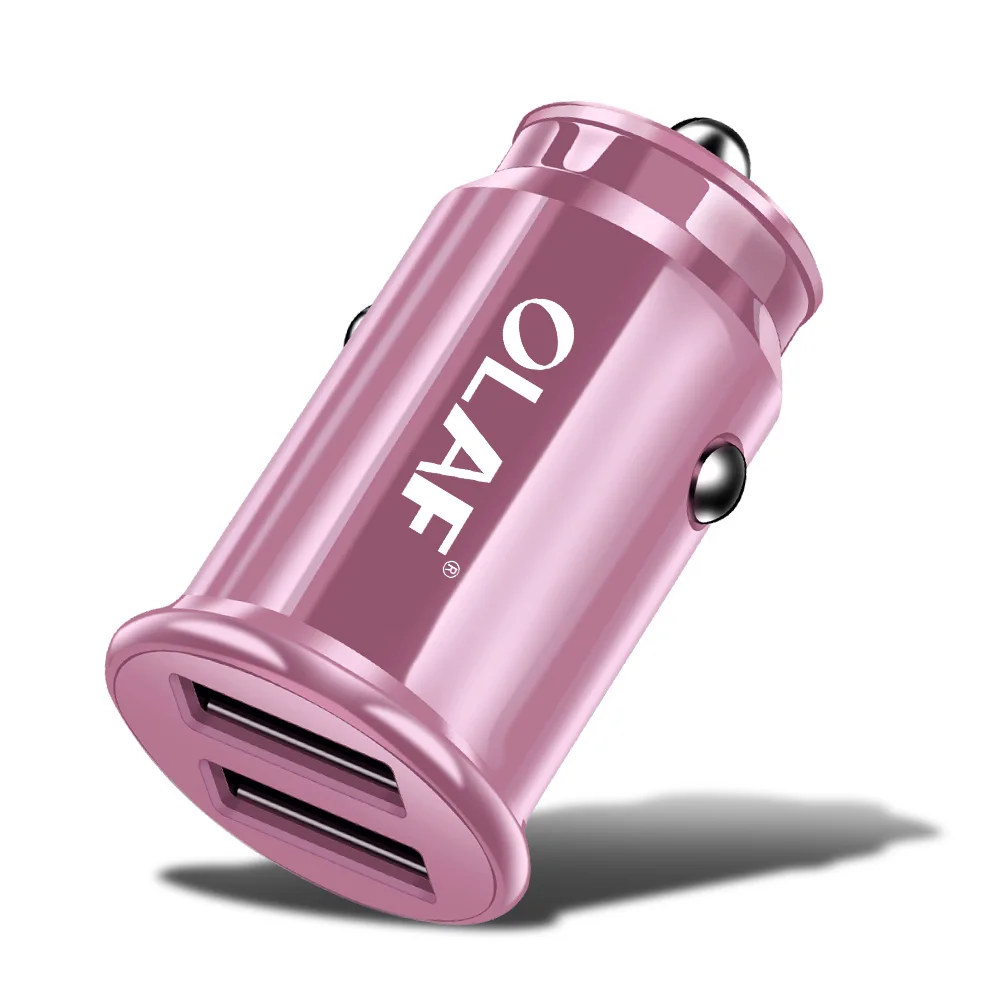 OLAF 5V 3.4A светодиодный двойной USB Автомобильное зарядное устройство для Xiaomi/iphone X/samsung s9/huawei/Автомобильное зарядное устройство быстрое автомобильное зарядное устройство для телефона s gps автомобильное зарядное устройство - Тип штекера: 3.4A Dual USB Pink