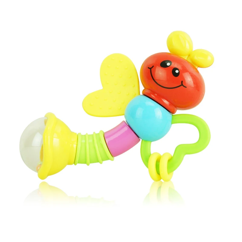 Cute Animals Baby Chewy Teething Toys Bell Ring Teether Toddlers Organic Infants Training Sensory Toothbrushes  (4)
