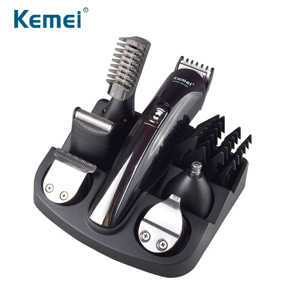 

Kemei 6 in 1 Rechargeable Hair Trimmer Titanium Hair Clipper Electric Shaver Beard Trimmer Men Styling Tools Shaving Machine 600