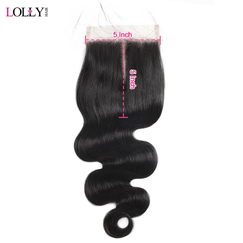 

Lolly Indian Body Wave Closure 8-20 Inch 100% Human Hair Closure 5X5 Inch Natural Hairline Lace Closure 130% Density Non Remy